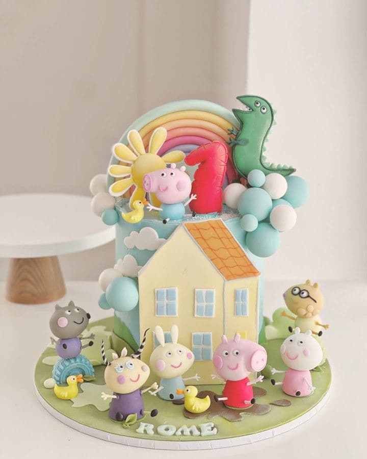 Two-tier mint and ivory vanilla bean baby shower cake with sugar baby breath, made in Hyderabad for a baby shower in April 2026.